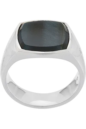 TOM WOOD Cushion Blue Hawk Eye signet ring