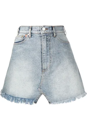 Natasha Zinko Frayed-hem denim mini skirt