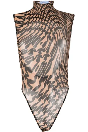 MUGLER Star-print mesh bodysuit