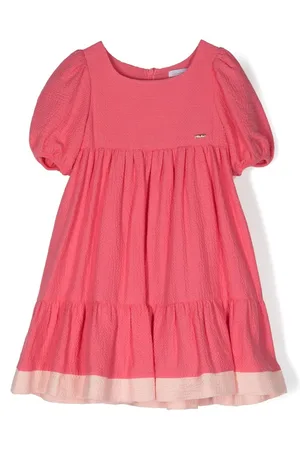 PATACHOU Seersucker-weave tiered dress