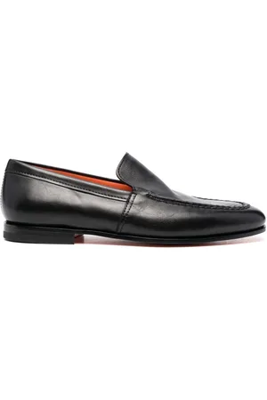 santoni Almond-toe leather loafers