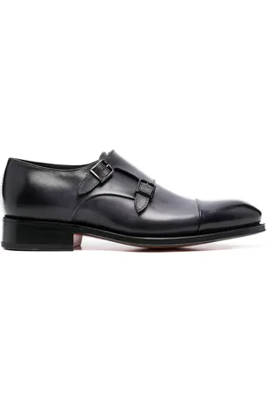 santoni Double strap leather monk shoes