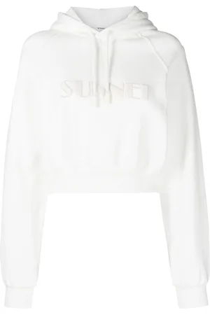 SUNNEI Cropped logo-print cotton hoodie