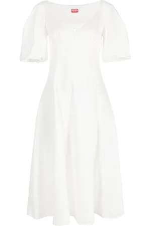Kenzo Puff-sleeve embroidered midi dress