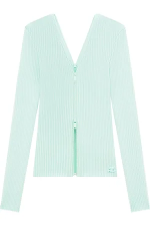 Courrèges Double zip-detail ribbed jumper