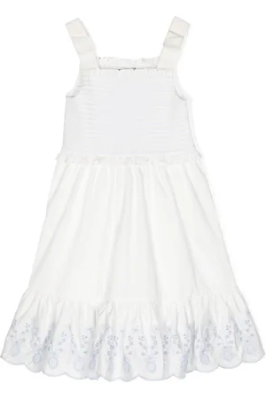 Self-Portrait Embroidered-edge cotton dress