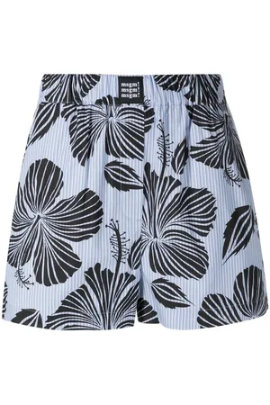 Msgm Striped floral-print shorts
