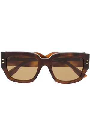 Gucci Tortoiseshell logo-arm sunglasses