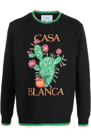 Casablanca Floral-intarsia crew-neck jumper