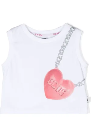 GCDS Heart-motif printed crop top
