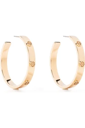 Tory Burch Embossed-logo hoop earrings