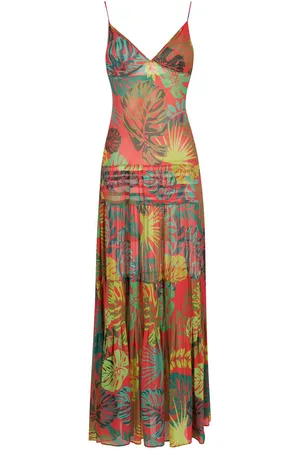 AMIR SLAMA Palm leaf print maxi dress