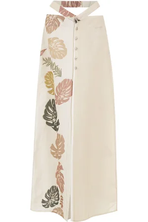 AMIR SLAMA Palm leaf print skirt
