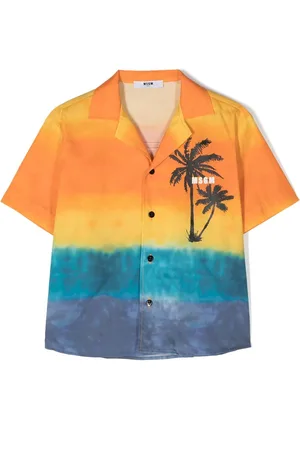 Msgm Palm-tree cotton shirt