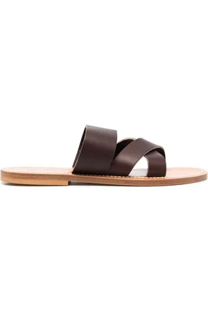 K jacques Crossover-strap calf-leather slides
