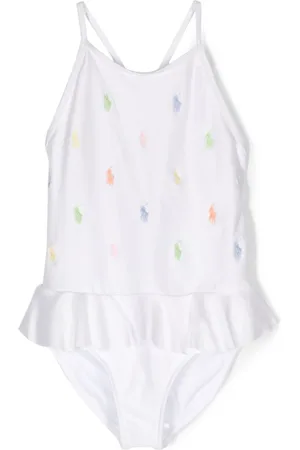 Ralph Lauren Embroidered-logo peplum swimsuit