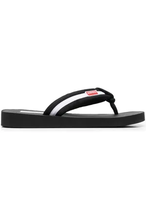 Kenzo Logo-patch striped flip flops