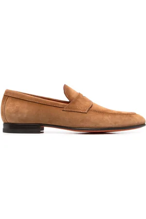 santoni Suede penny loafers
