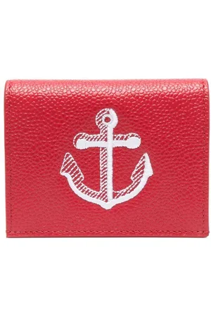 Thom Browne Anchor-embroidered leather cardholder