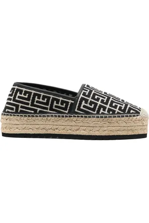 Balmain Monogram-jacquard platform espadrilles