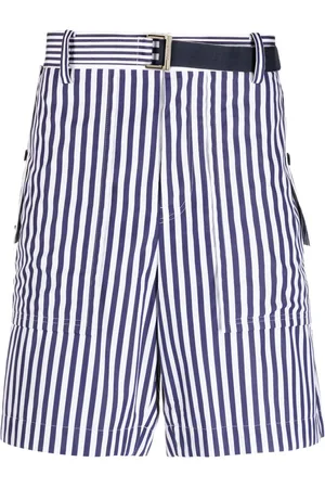SACAI Vertical-stripe print cotton shorts