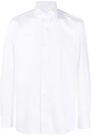 LUIGI BORRELLI NAPOLI Spread collar cotton shirt