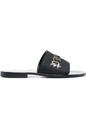 Philipp Plein Logo-lettering leather slides
