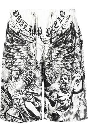 Philipp Plein Tattoo-print silk shorts