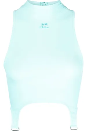 Courrèges Logo-patch sleeveless cropped top