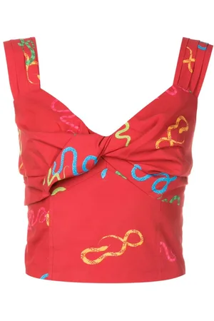 Isolda Retorcido motif-print crop top