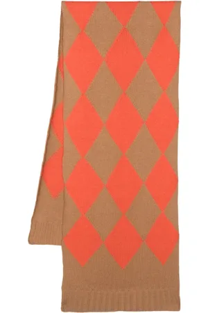 La DoubleJ Argyle-pattern knitted scarf