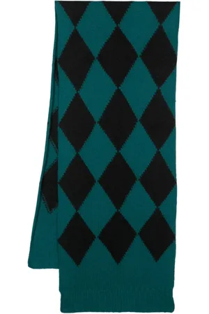 La DoubleJ Argyle-pattern knitted scarf