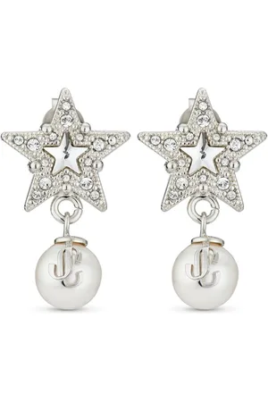 Jimmy Choo Crystal Star debossed-logo earrings