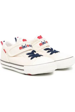 Miki House Logo-embroidered high-top sneakers