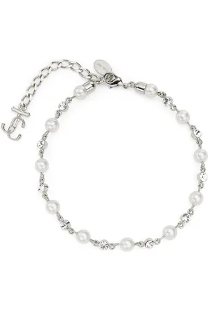 Jimmy Choo Logo-charm pearl-detail anklet