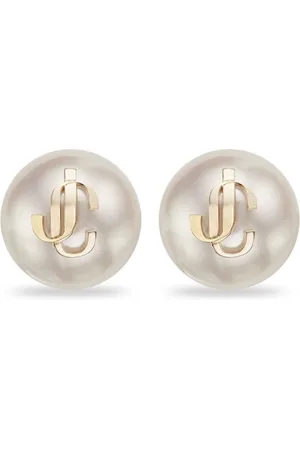 Jimmy Choo Debossed-logo pearl earrings