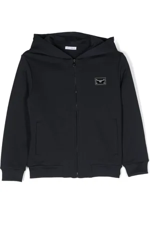 Dolce & Gabbana Logo-plaque zip-up cotton hoodie