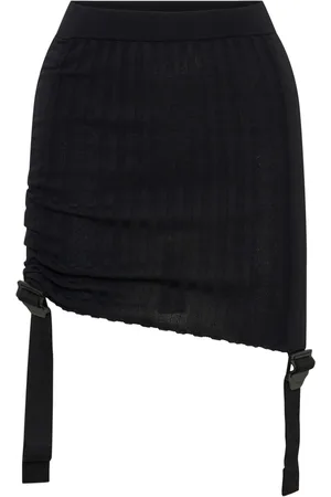 DION LEE Gathered ribbed-knit miniskirt