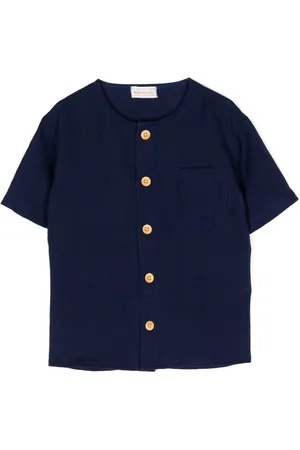 Miki House Collarless short-sleeve shirt