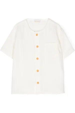 Miki House Collarless short-sleeve shirt