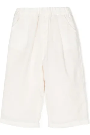 Miki House Embroidered-logo straight cotton shorts