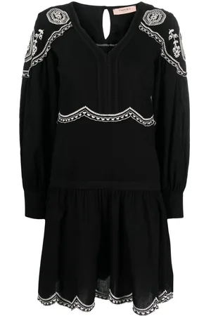 Twin-Set Embroidered long-sleeve short dress