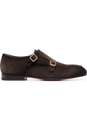 santoni Decorative-buckle leather monk shoes