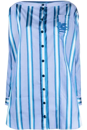 Etro Vertical-stripe long-sleeve shirt dress
