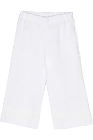 LA STUPENDERIA Lace-appliqué linen trousers