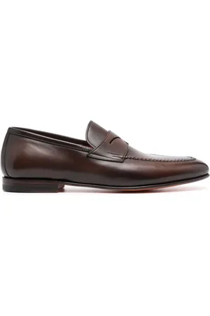 santoni Penny-slot leather loafers