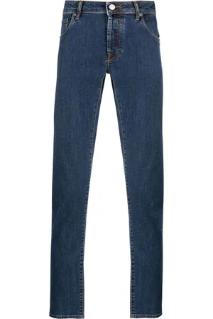 Incotex Straight-leg washed-denim trousers