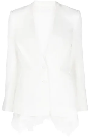 Simkhai Lace-hem collarless blazer
