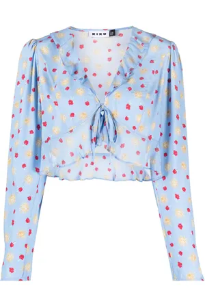 RIXO London Floral-print ruffle-trim top