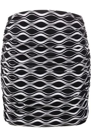AMIR SLAMA Ruched wave-print mini skirt